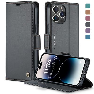 CaseMe-023 Wallet Case for iPhone 16 Pro Max with Card Holder PU Leather Cover Stand Protectives Skins Shell