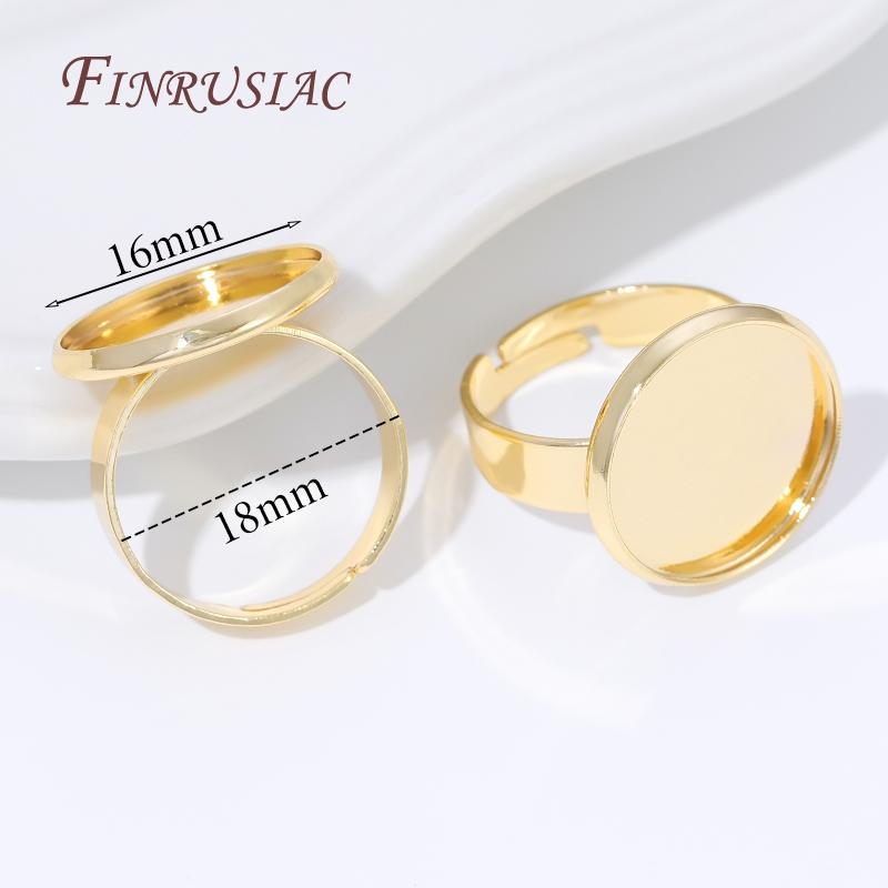 2/4/6pcs Adjustable 14K Gold Plated Open Ring Settings Blank Base Bezel Cabochons Rings For Jewelry Making DIY Finger Ring Blank