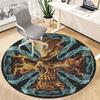 1PC Fiery Skull Office Round Rug, Non slip, Soft and Durable Office Rug for Interior Decoration, Perfect for Office