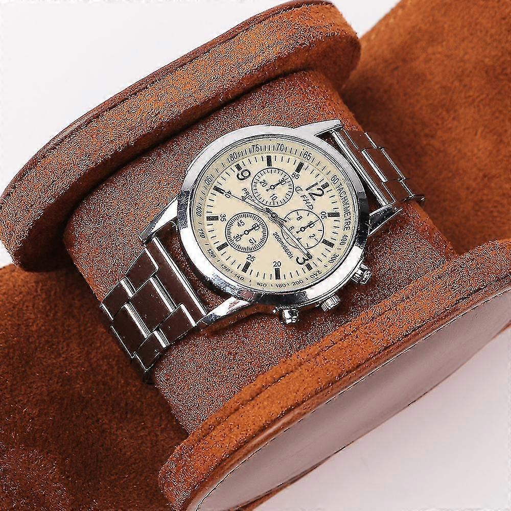 PU-Leder Einzelne Uhrenbox Gerolltes Leder Tragbare Uhrengeschenkbox Vintage Braune Uhrenaufbewahrungsbox PK