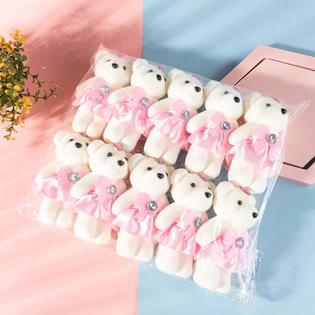 10Pcs 12cm Cute Bear Flower Bouquet Dolls Toy Cartoon Doll Bouquet Graduation Birthday Wedding Party Decoration