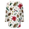 Women's Casual Christmas Print Three-Quarter Sleeve Neck Loose Fit Shirt