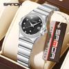 Sanda Women's Luminous Sunray Dial Quartz Watch with Vintage Calendar & Diamond Accents, Waterproof.