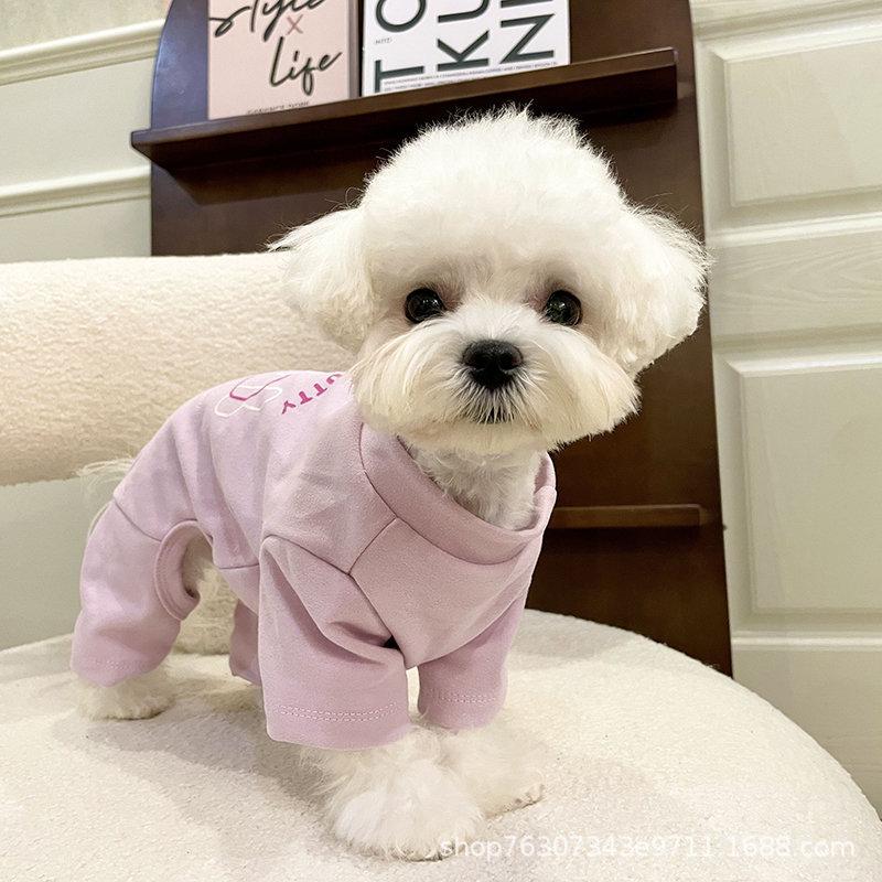 Pet Autumn and Winter Four Legged Base Shirt Pet Plush Four Legged Jumpsuit Teddy Elastic Pajamas Puppy Clothes Winter