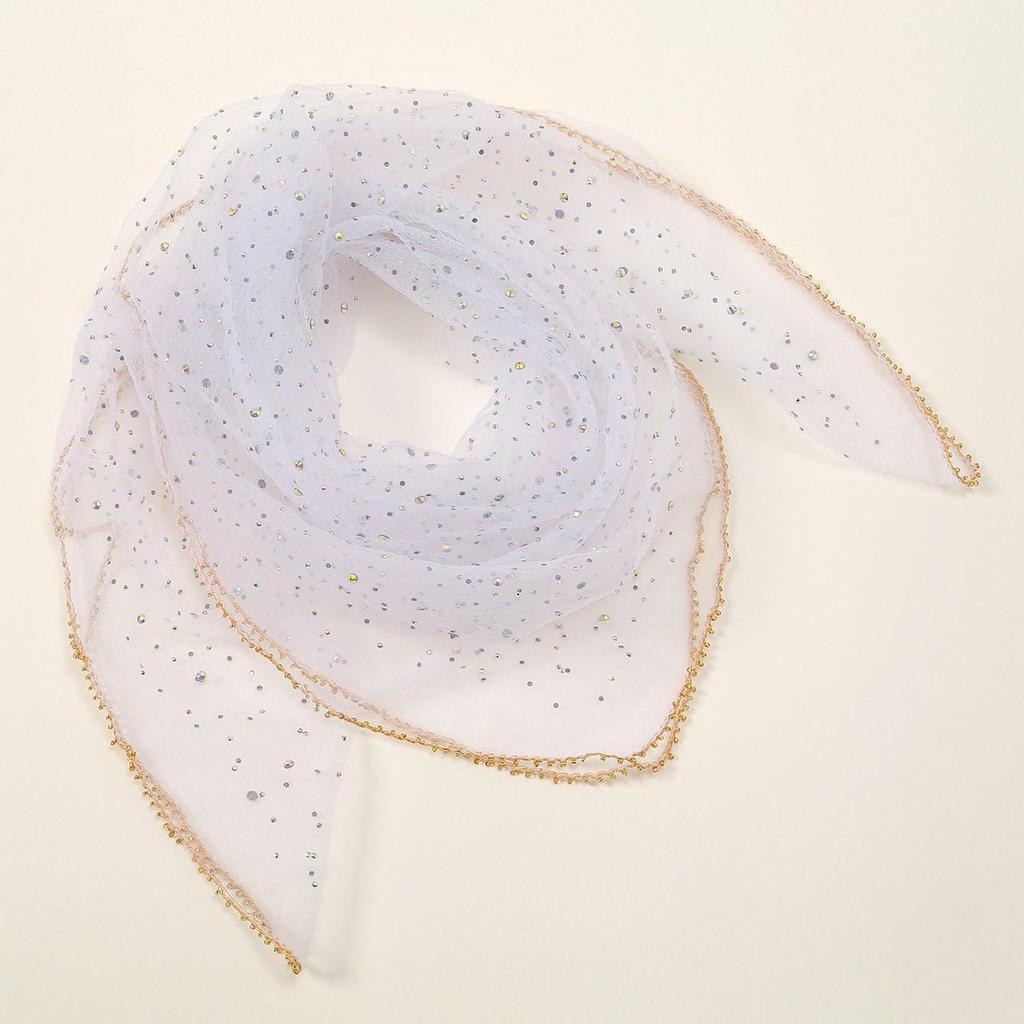 Spring Rhinestone Silk Square Scarf - Versatile, Fashionable Women's Headscarf