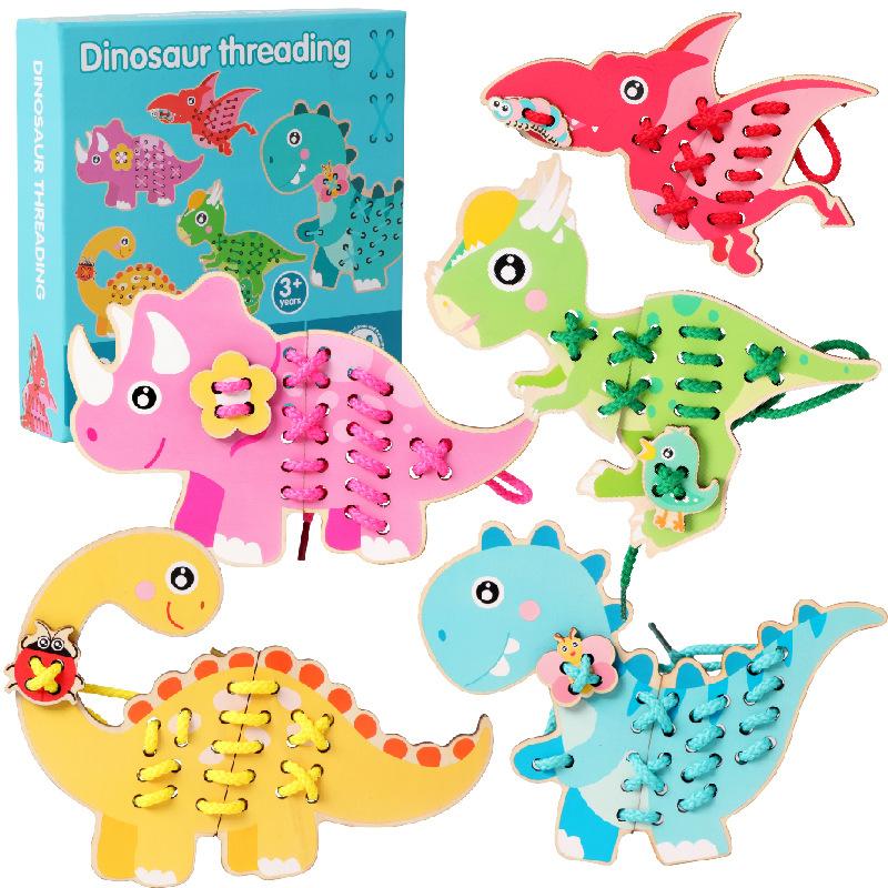 Early Education Rope Threading Game 3-6 Years Old Boys and Girls Baby Hands-on Ability Clothes Buttons Threading Toys