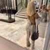 K23JP291 Women's Autumn/Winter 2023 Knitted Sleeve Cutout Jumpsuit with Baggy Pants