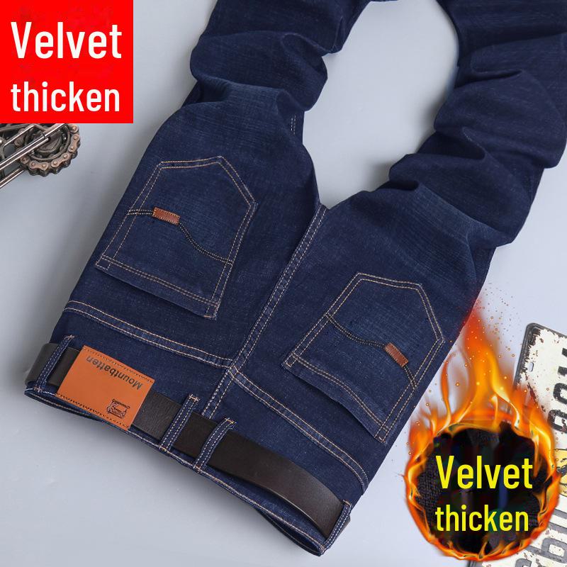 

Мужские плюшевые толстые прямые зимние джинсы - теплые повседневные деловые брюки 36
