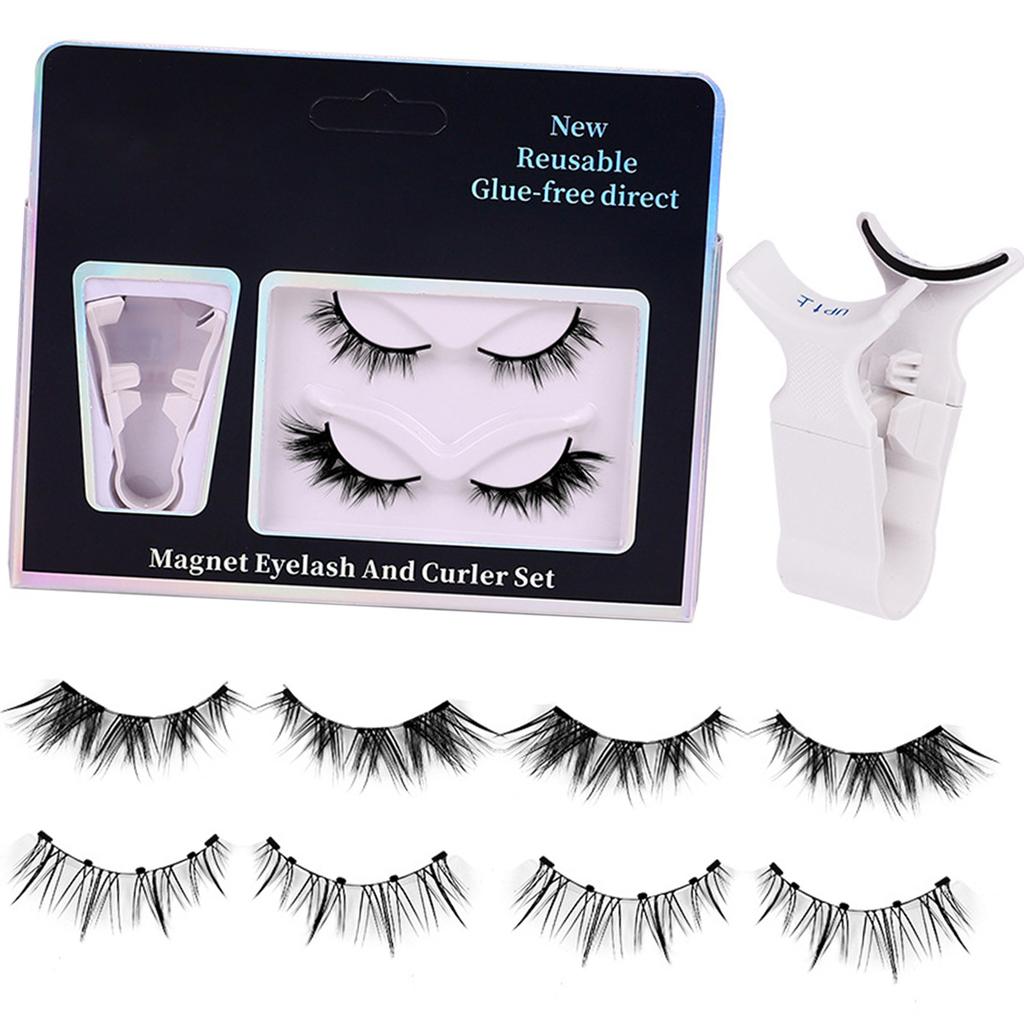 Z LRAQI BEAUTY Magnetic False Eyelashes Natural Looking False Lashes Fake Eyelashes with Curler for Eye Makeup No Glue