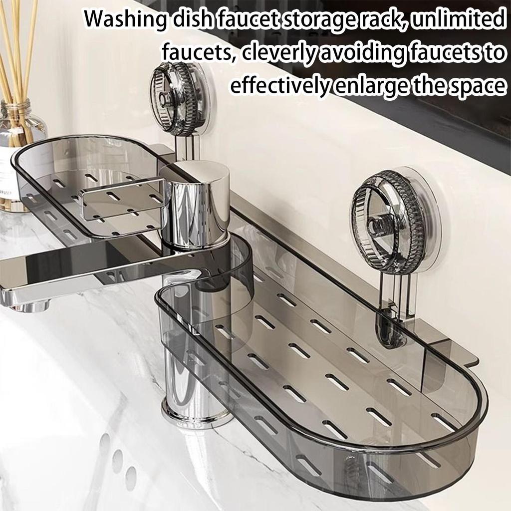 Suction Cup Washbasin Storage Rack for Bathroom Toilet Mirror Front, Faucet No-Drill Wall-Mounted Universal