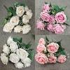 Home Decor Artificial Rose Flower Bouquet With Realistic Petals For Wedding And Photography Props