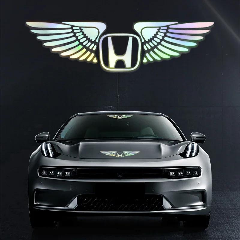 QWNQ5 Colorful Reflective Laser Angel Wing Styling Car Trunk Door Stickers for Honda Civic 10th 11th Gen Hrv Jazz City Fit Accord Crv