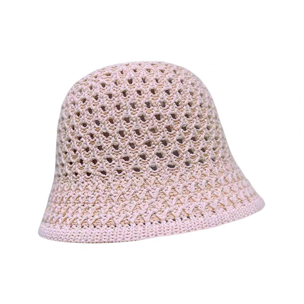 Women Basin Hat Hollow Breathable Sun Fisherman Hat Solid Color Dome Short Brim Anti UV Bucket Hat