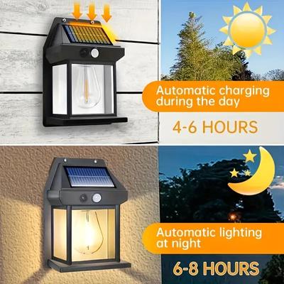 2-8PCS Solar Wall Lights with Motion Sensor Outdoor Solar Garden Light 3Mode Waterproof Solar Tungsten Wall Lamp for Yard Garage