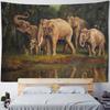 Animal oil painting tapestry, tiger lion elephant wolf, art decoration, wall hanging, hippie, home background cloth, bedroom