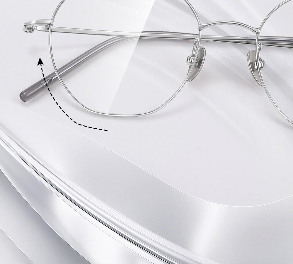 Polygonal Silberne Brille im koreanischen Stil für kurzsichtige Frauen, Ultra-Leichter Rahmen aus reinem Titan, Ideal für runde/eckige Gesichter, Modell 18080.