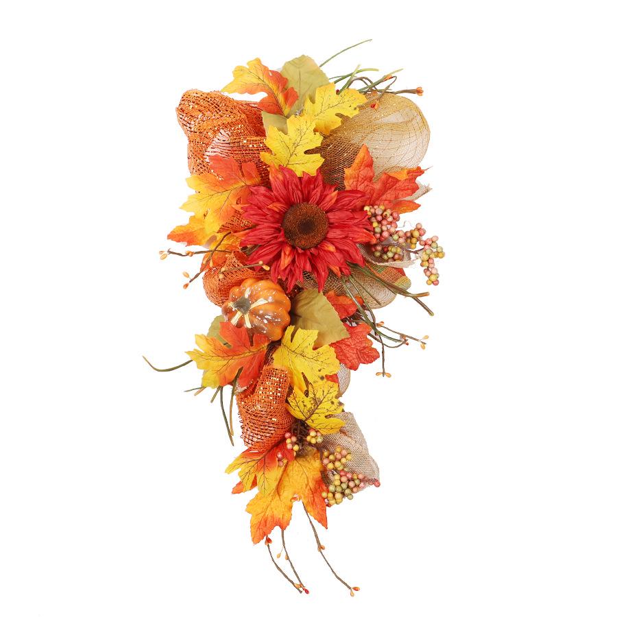 Autumn Sunflower Wreath: Thanksgiving & Halloween Door Hanging Decoration