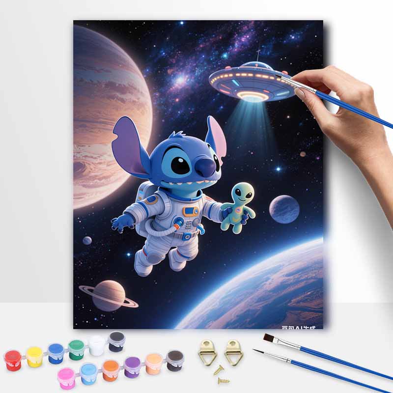 Disney Digital Oil Painting Art Kit Space Stitch Astronaut Alien Hand Filled Home Decor