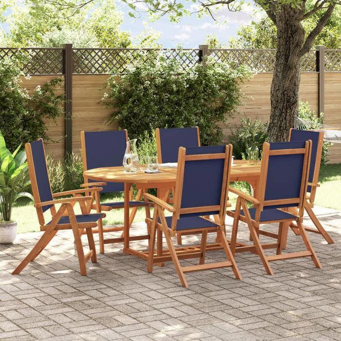 VidaXL Ensemble à manger de jardin 7pcs bois d'acacia solide textilène, ensemble à manger d'extérieur, meuble de salle à 3279301