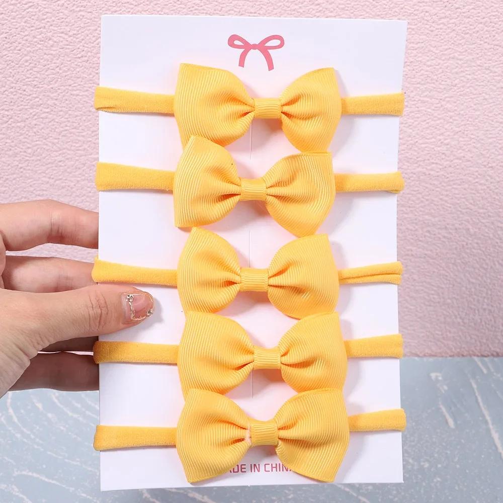 5/6Pcs Girls Solid Color Bowknot Headband For Baby Kids Grograin Ribbon Headwear Hair Bands Infant Hair Accessories