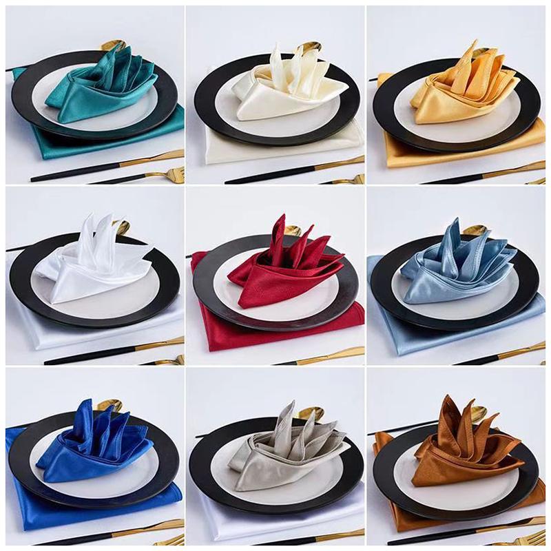 1Pc Polyester Napkin Cloth Table Dinner Plates Linen Handkerchief Towel For Hotel Wedding Party Events DIY Decoration
