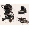 Brown 3-in-1 Trio Pack Baby Pram Shock-Absorbing High Chassis Foldable Reversible Car Seat Puncture-Proof Wheels