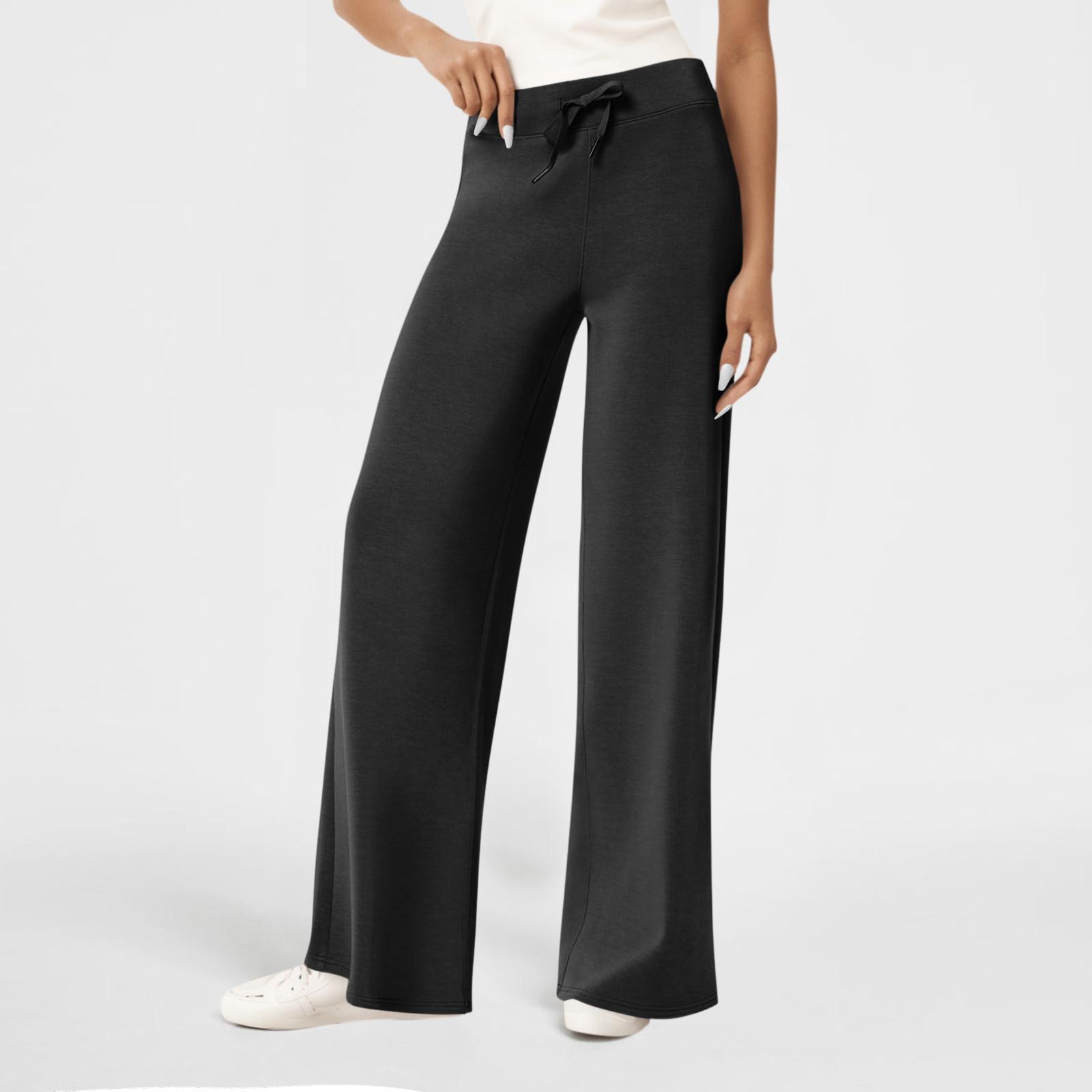 

Женские широкие спортивные брюки с высокой талией, мешковатые расклешенные брюки, спортивные штаны на шнурке XXL чёрный