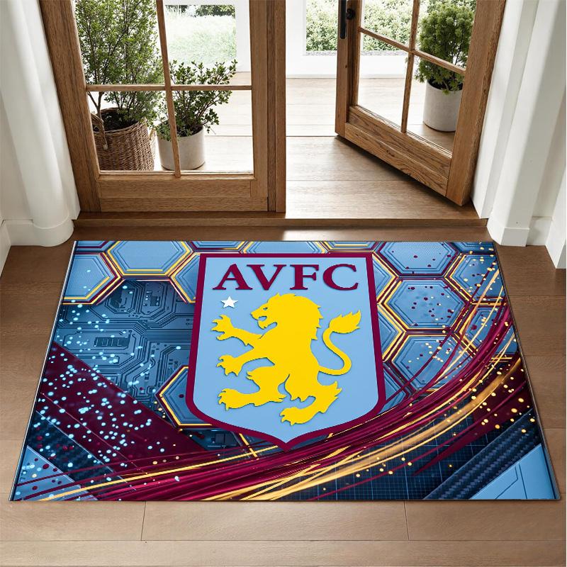 Aston Villa Football Design Crystal Velvet Rug Soft Decorative Mat for Bedroom Entrance