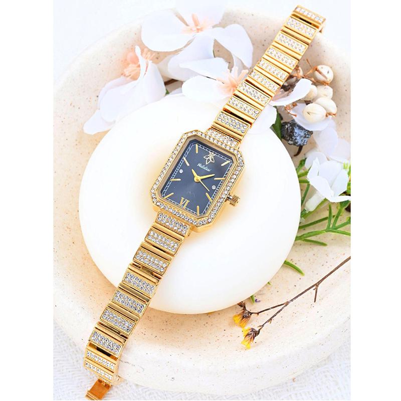 Fashion Womens Diamond Bracelet Watches Square Dial Waterproof Quartz Watch for Ladies