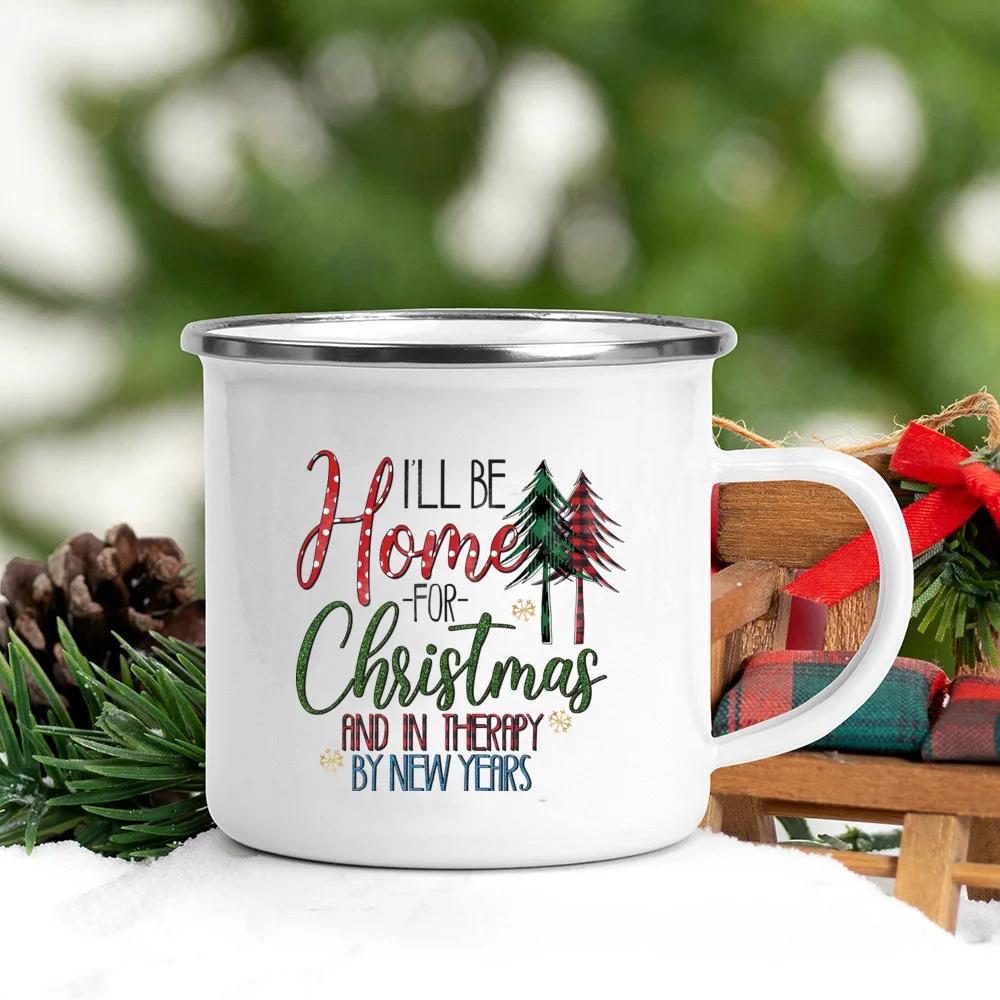 It's The Most Time Wonderful of Year Print Coffee Cup Christmas Party Drinks Hot Cocoa Mug Kids Chocolate Enamel Mugs Xmas Gifts