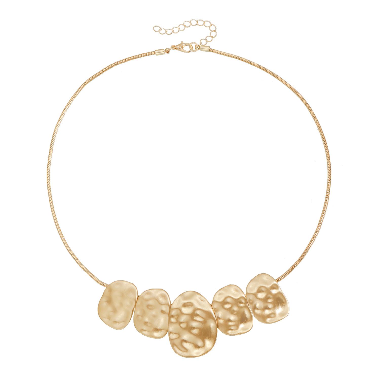 Geometric Irregular Metal Sheet Necklace Bump Texture ins Light Luxury Short Necklace