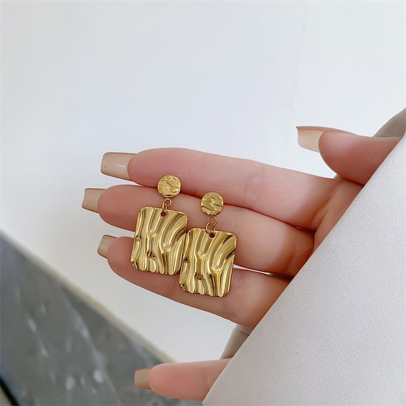 

Trendy 2024 Retro Round & Square Plate Stud Earrings for Women золотой