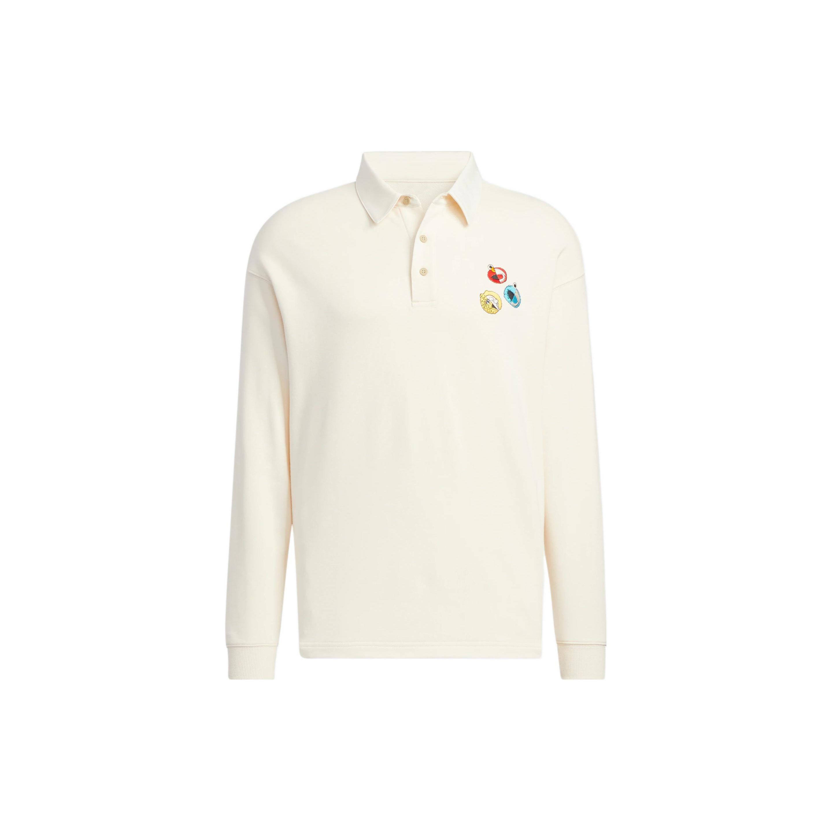 adidas neo x SESAME STREET x JF Crossover Back Logo Printing Pattern Lapel Long Sleeves White Polo Shirt Men s HM9949 XL