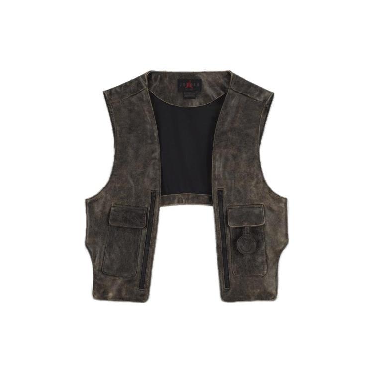 Air Jordan x J Balvin Leather Vest Brown Black Men s FJ6134-010 XXXL