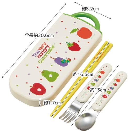 Skater Children's Cutlery Set, Lunch Box, Chopsticks, Spoon, Fork, Made in Japan, Sliding Cutlery, Name Stickers Included, Antibacterial, Trio Set, Ve