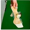 Fashion Transparent One-word Slippers Women's Wear Thin Heels Square Head High Heels Summer 2025 New Versatile Cool Slippers