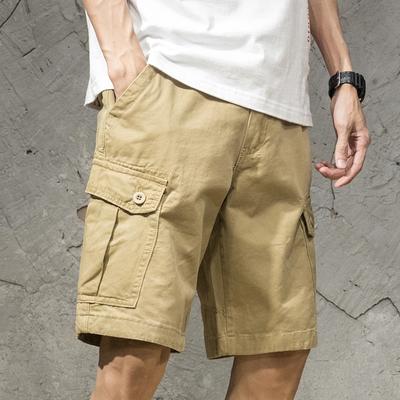 Summer Men Fashion Pockets Cargo Shorts Loose Solid Casual Five Point Pants