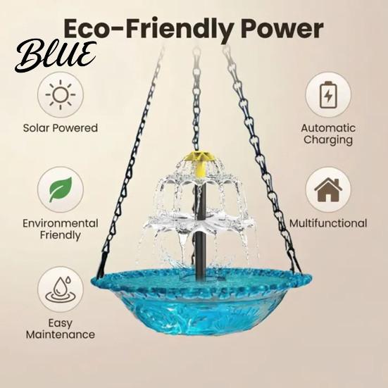 Hummingbird Bath Solar Fountain Bird Cascade Hanging Birdbath Powered Water Outdoor Shower Bowl for Garden Patio Yard Decor