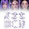 6 sheets of temporary tattoos, bold purple lightning makeup for cosplay role-playing games, waterproof facial art stickers