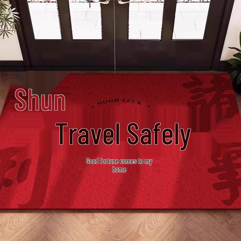 Red Coil Entrance Floor Mat - Cuttable, Dirt-Resistant Carpet for Hallways and Celebrations