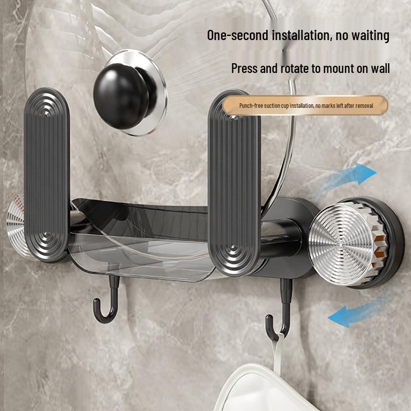 Dual-Mount Pot Lid Rack: Suction Cup & Tape, Hole-Free, Versatile Storage, Modern Kitchen Organizer