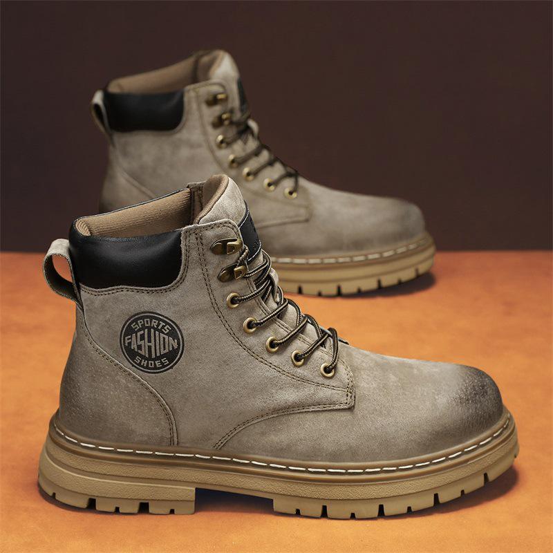 

Мужские повседневные ботинки Мартин до середины икры из натуральной кожи - Осень/Зима, Британский стиль, Теплые и модные, Подходят для пар 40