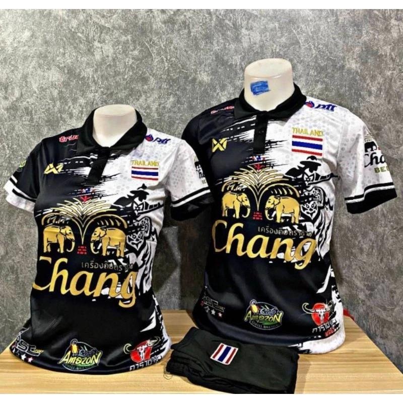 THAILAND National Football Soccer Polo Shirt Sport Training JERSEY CHEER Print Quick Dry Short Sleeve Uniform Elephant Logo Design Polyester Spandex