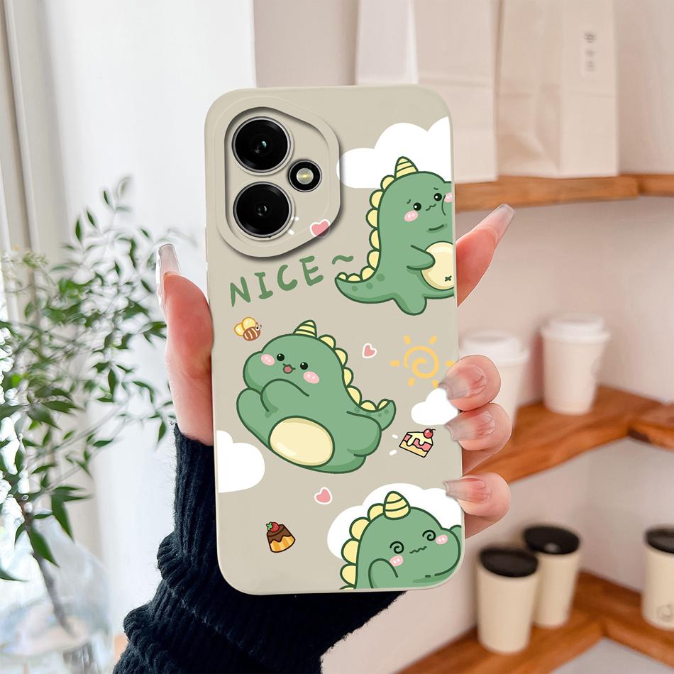 Case For Honor 400 Pro Global Cartoon Dinosaur Back Cover Liquid Silicone Full Protection Durable Shockproof Phone Protectors
