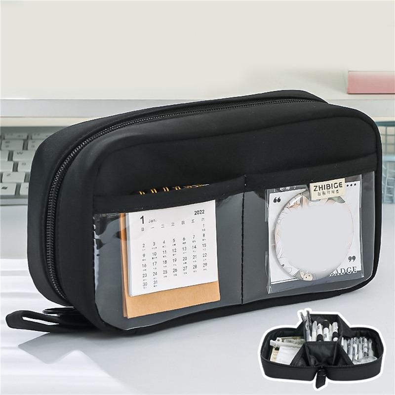 Geantă de depozitare pentru pixuri Etui pentru creioane 2 straturi Capacitate mare Cosmetic de înaltă calitate Materiale de studiu Cutii simple de papetărie pentru studenți