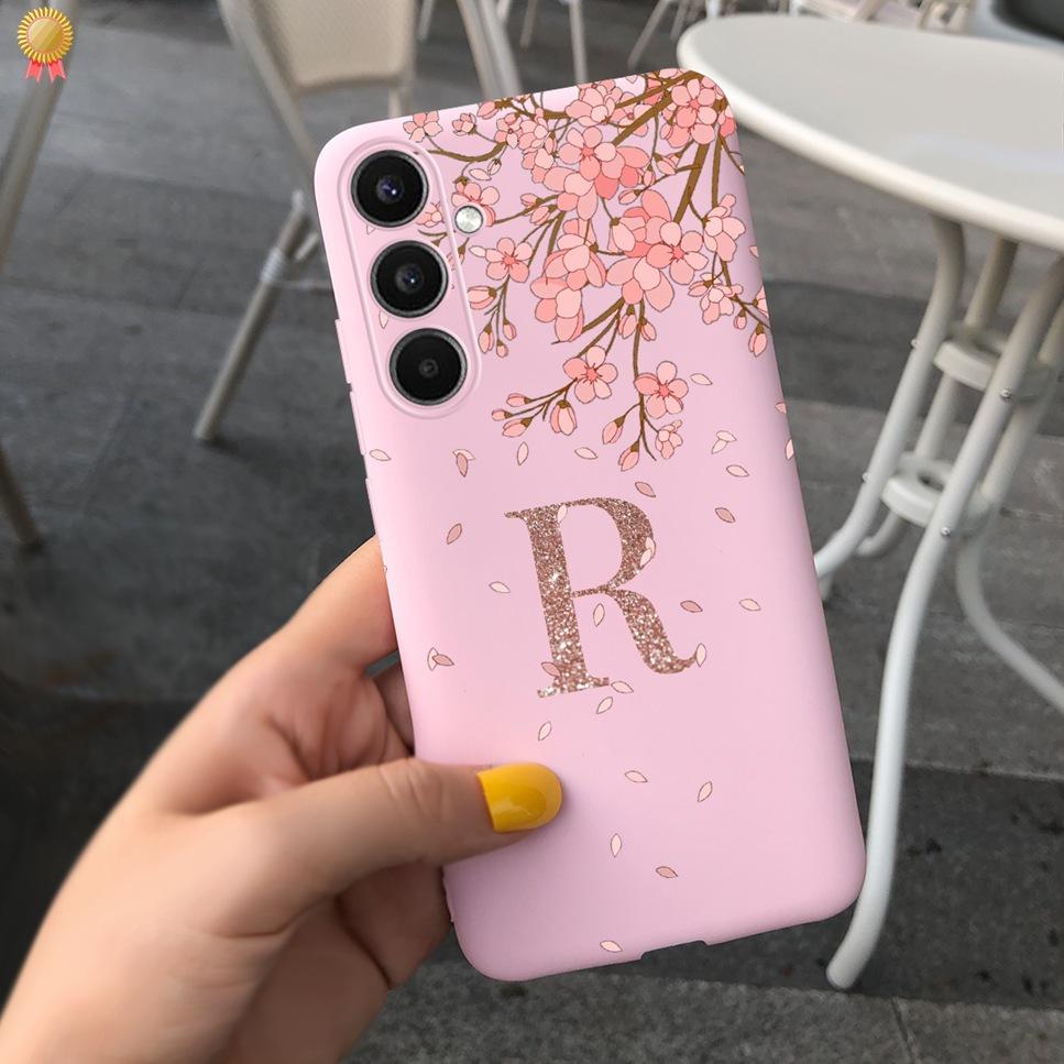 For Samsung Galaxy A34 A 34 5G Case Luxury Cute 26 Letters Flowers Crown Silicone Back Cover For Samsung A34 A 34 5G Phone Case