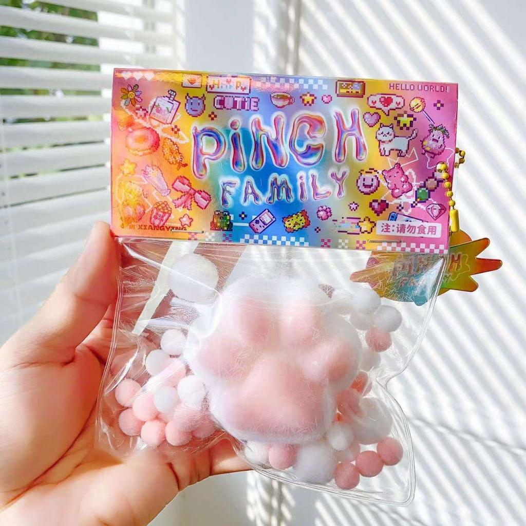 Flashing Cat Paw Squeeze Toys TPR Kawaii Squishy Food Toys Taba Squishy Toys Sensory Stress Relief Fidget Toys for All Ages