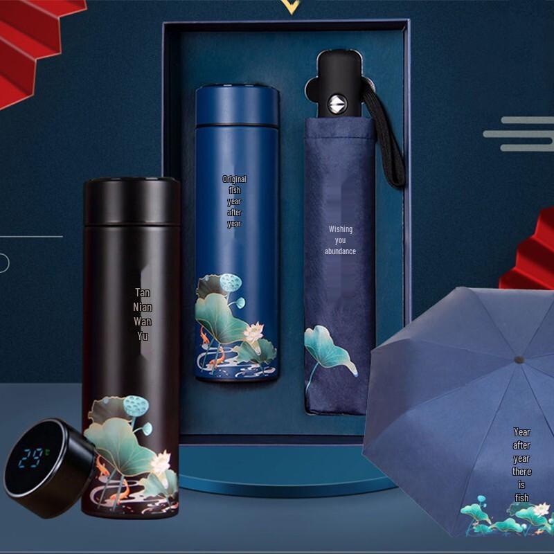 Insulated Water Bottle & Umbrella Gift Set
