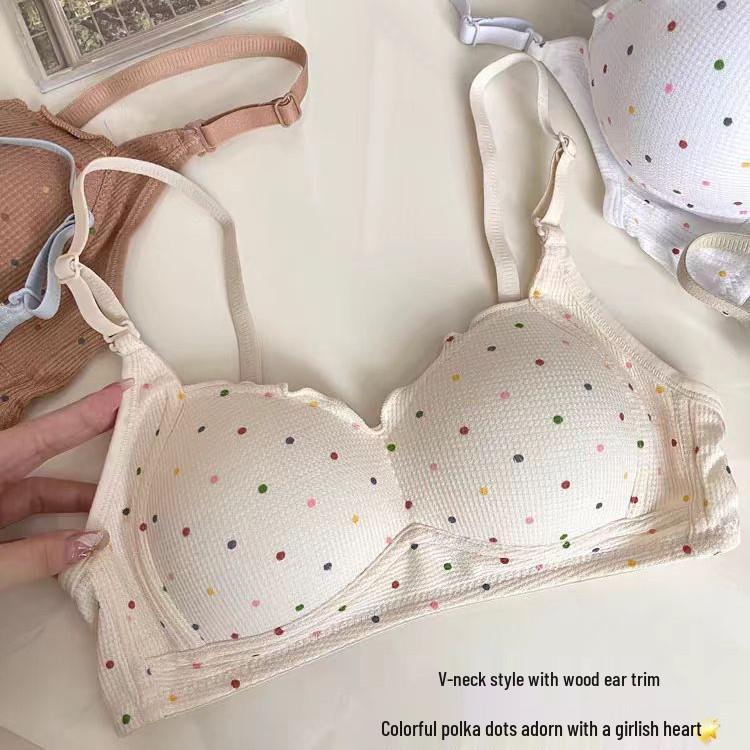 Japanese Polka Dot Seamless Push-up Bra for Small Busts - Comfort Fit for Women