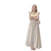 Pink Suspender Dress Women's Summer New Coffee Break Platycodon French Niche Retro Small Flying Sleeve Long Dress Vacation Style